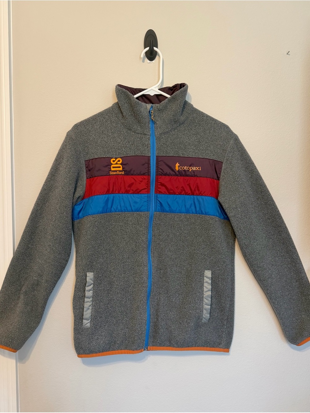 cotopaxi Stanford Gray Fleece Jacket with Blue and Red Colorblock
